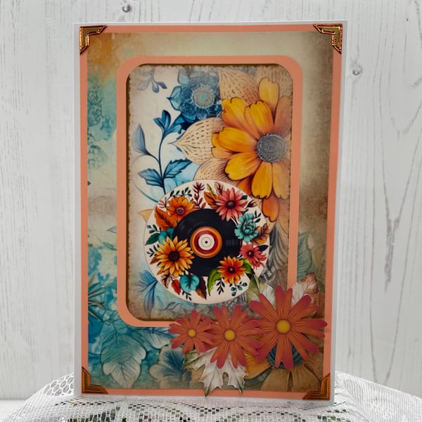 Autumnal Hippy Greeting Card (Record)  C - 10