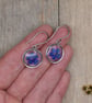Blue Flower Resin Earrings, 304 Stainless Steel Hooks, Made in Scotland - Image 2
