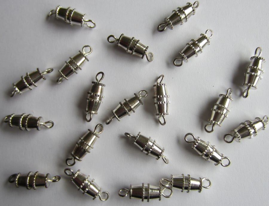 20 Silver Plated Barrel Necklace Clasps