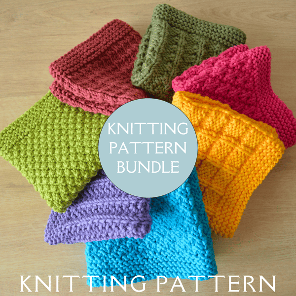 Wash Cloth Knitting Pattern Bundle 1 PDF Print & Knit Yourself