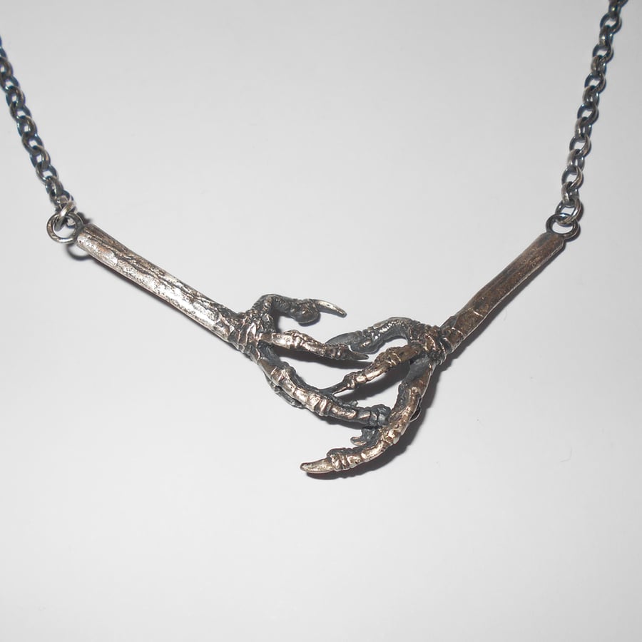 Sterling Silver Bird Claw Necklace