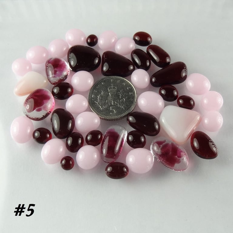 25g pink art glass cabochons, for jewellery making, crafting (5)