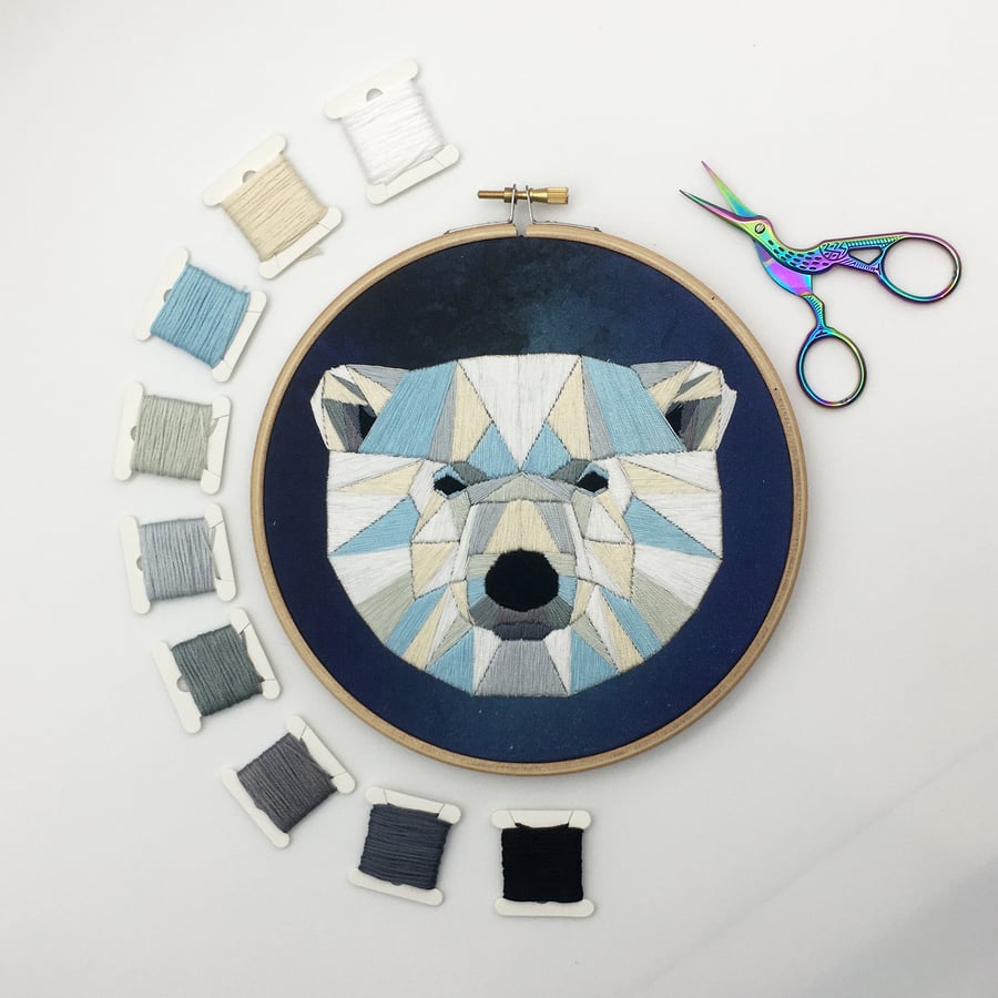 Embroidery Kit - Polar Bear Embroidery Kit, Hand Embroidery