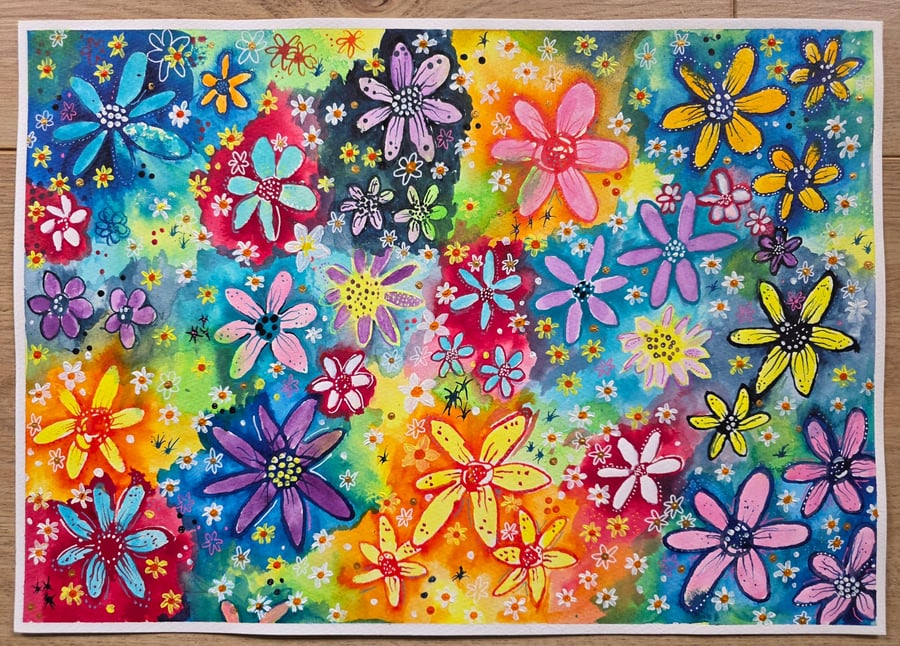 'Abundance' original acrylic ink painting 