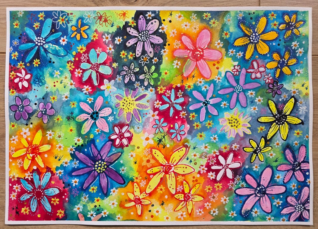 'Abundance' original acrylic ink painting 