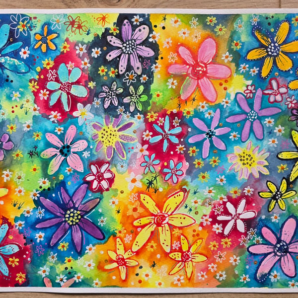 'Abundance' original acrylic ink painting 