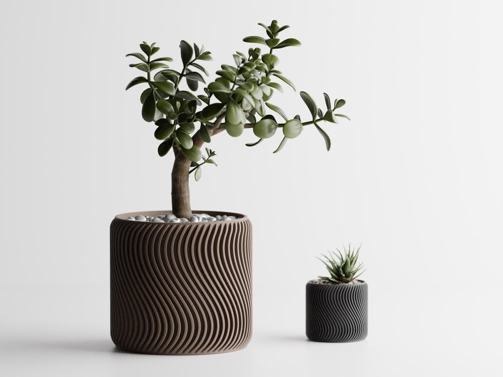 Planter with Wave Texture Minimalist Indoor Planter Succulent Pot Home Decor