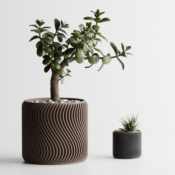 Planter with Wave Texture Minimalist Indoor Planter Succulent Pot Home Decor