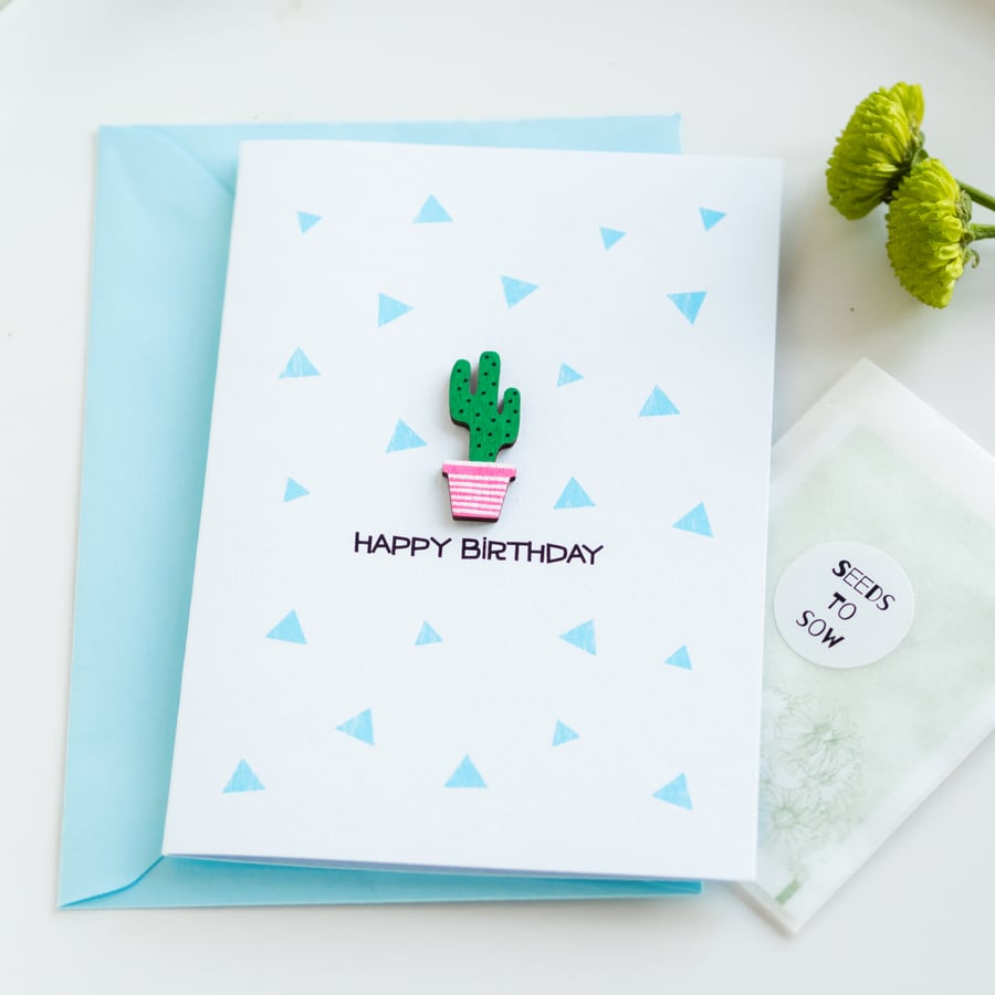 Cactus Seed Birthday Card - Handmade Card - Birthday Card, card for friend