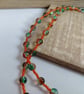 Green, Orange and Pink Crackle Glass Bead Single Strand Necklace - Image 3
