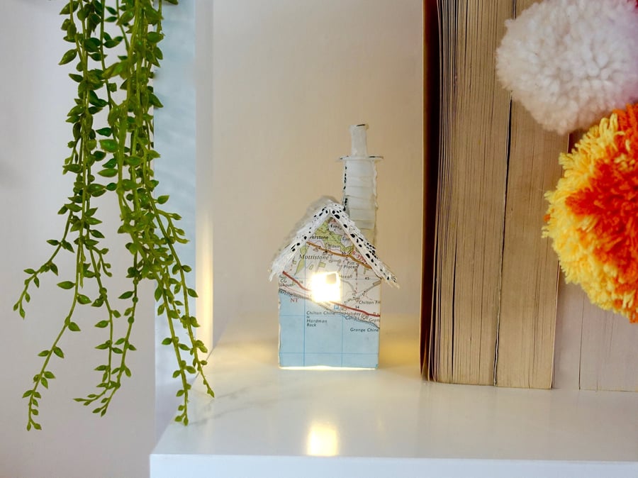 Little Map House, Handmade Paper Art Cute Home Decor