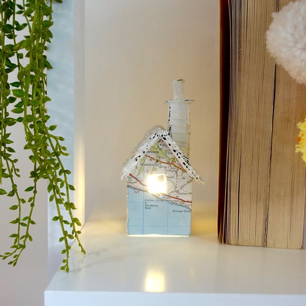 Little Map House, Handmade Paper Art Cute Home Decor