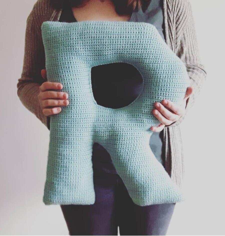 Large crochet letter cushion 