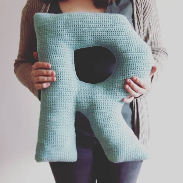 Large crochet letter cushion 