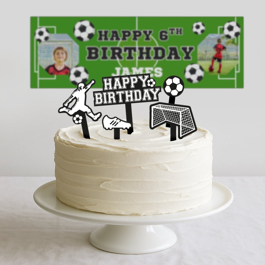 Birthday Cake Topper Set – Football Themed: Sports Party Decoration for Boys
