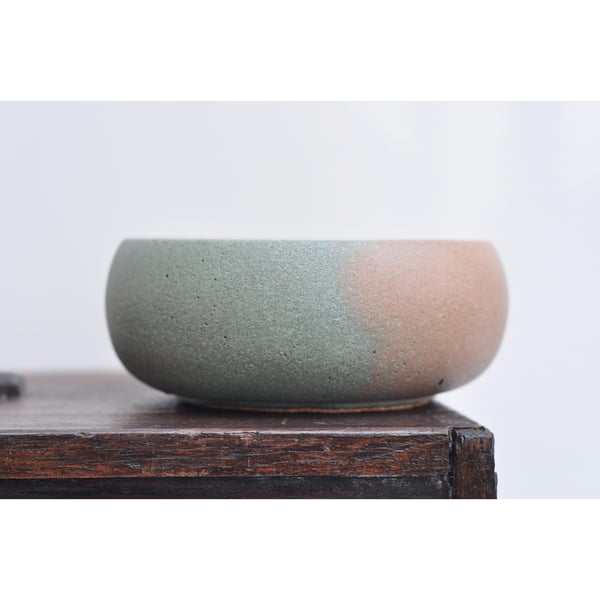 Handmade Concrete Trinket Dish: Little Orange and Green rustic Jewelry and Coin 