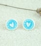 Ceramic Turquoise Heart Earrings - Image 2