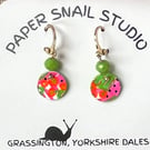 Circular, 12mm in diameter, Hand-painted Paper Earrings