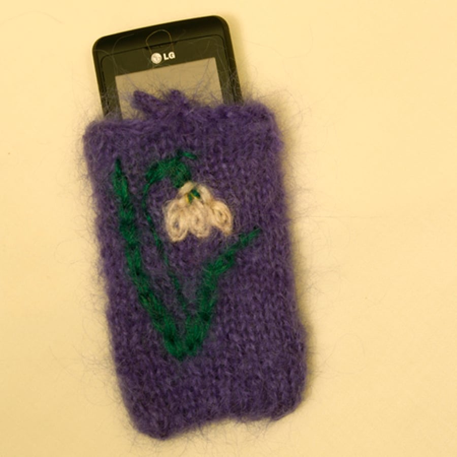 Gadget cosy - Snowdrop on purple