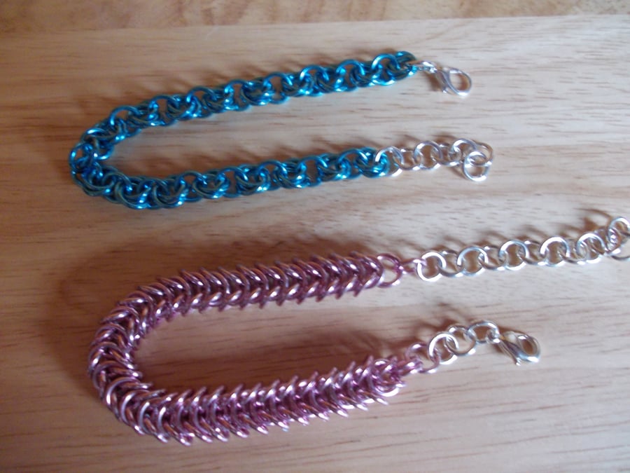 Bright coloured chainmaille bracelet set