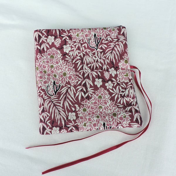 Sewing Needle Case Burgundy White and Pink
