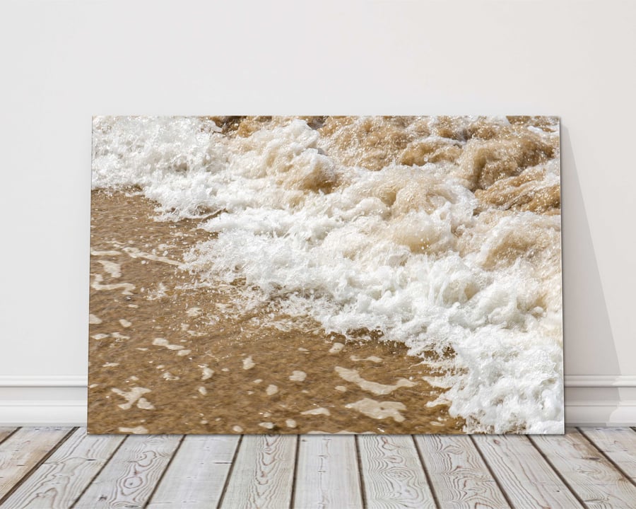 Waves coming into shore. Canvas picture print. 14"x10" (18mm depth)