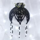 Christmas bauble silver and black crochet lace vintage style, O4
