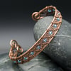 SALE - Diamond Wire Weave Copper Cuff with Aquamarine beads