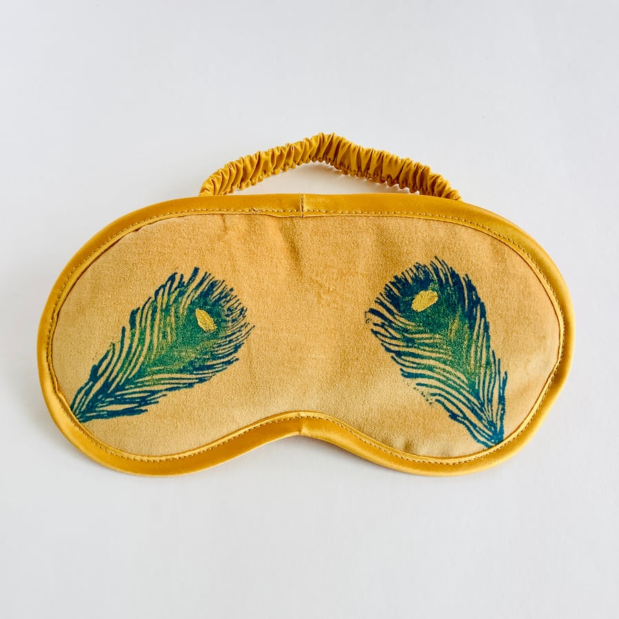  Yellow Peacock Feathers lavender infused eye mask