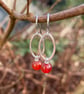 Sterling silver oval drop earrings with carnelian beads - Image 5