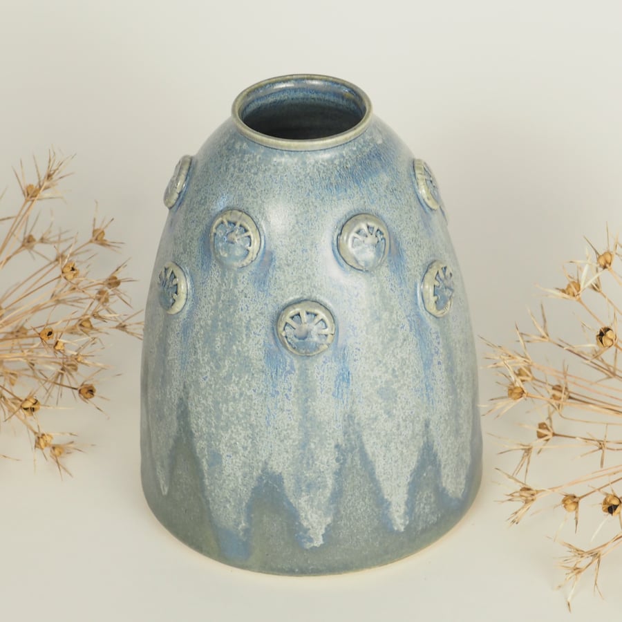 Blue Button Posy Vase