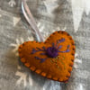 Hanging Heart - Orange & Purple