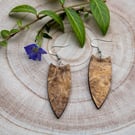 Exotic Burl Wood Teardrop Earrings Handcrafted Sterling Silver Jewellery