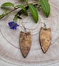 Exotic Burl Wood Teardrop Earrings Handcrafted Sterling Silver Jewellery