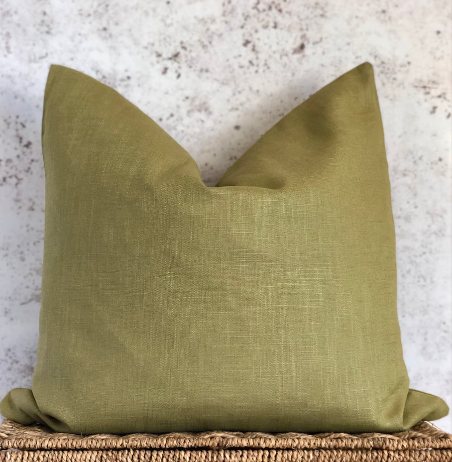 Sage Green Linen Cushion Cover 18” x 18”