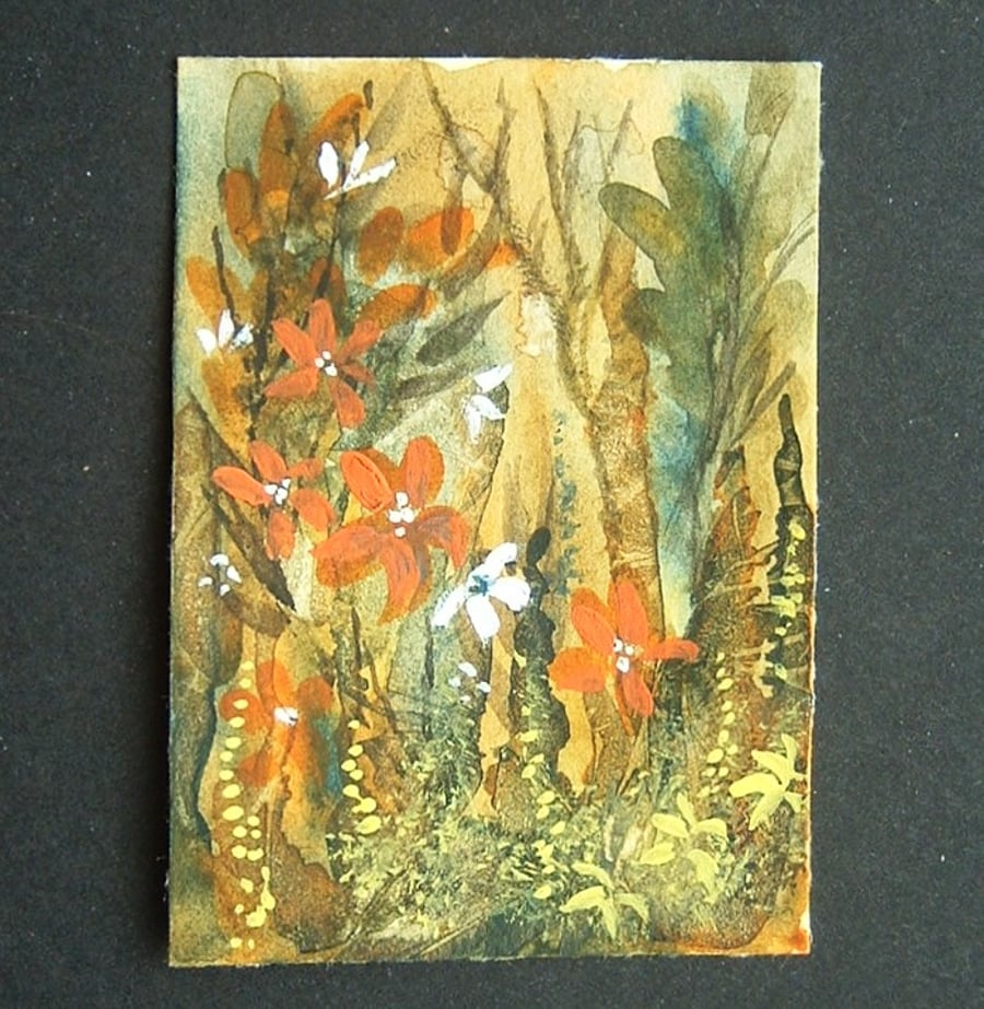 aceo woodland miniature watercolour ref 455