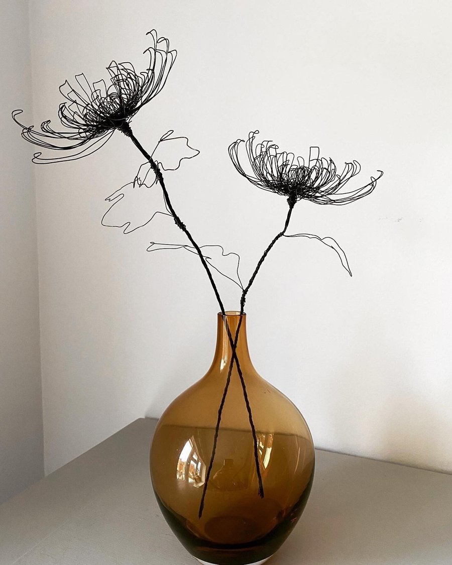 Handcrafted Single Stem Wire Chrysanthemum Flower-Mother s Day-Everlasting Flora