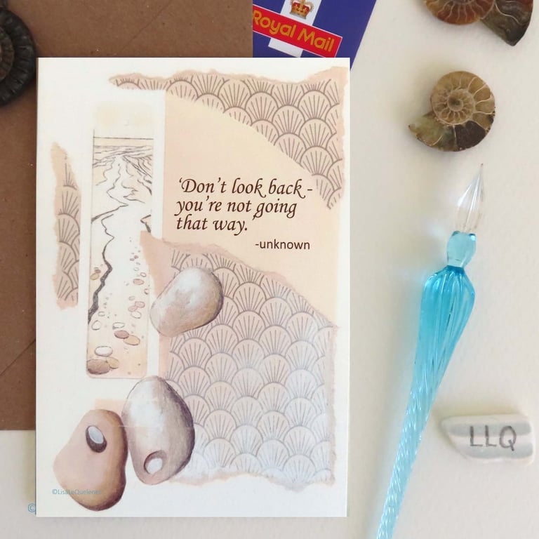 Inspirational quote blank greeting card notelet cellophane free plastic free