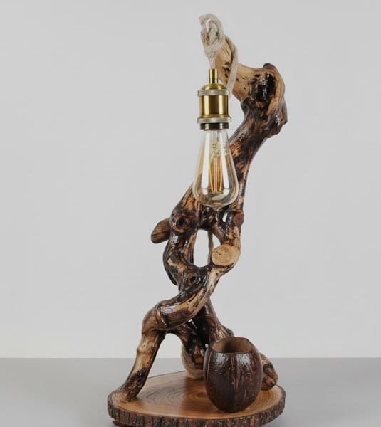 Farmhouse Lighting , Unique Bedside Table Lamp , Rustic Driftwood Duck Lamp 