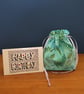 Reusable Fabric Gift Bag - Aqua Botanical Leaf Drawstring Bag - Image 2