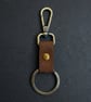 Rustic Brown Full Grain Compact Leather Snap Hook Keychain Handmade UK