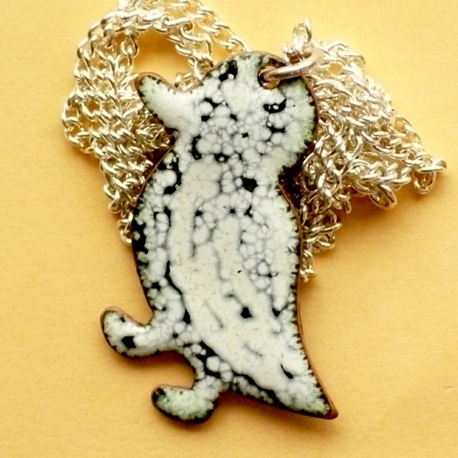 enamel pendant - black and white duck