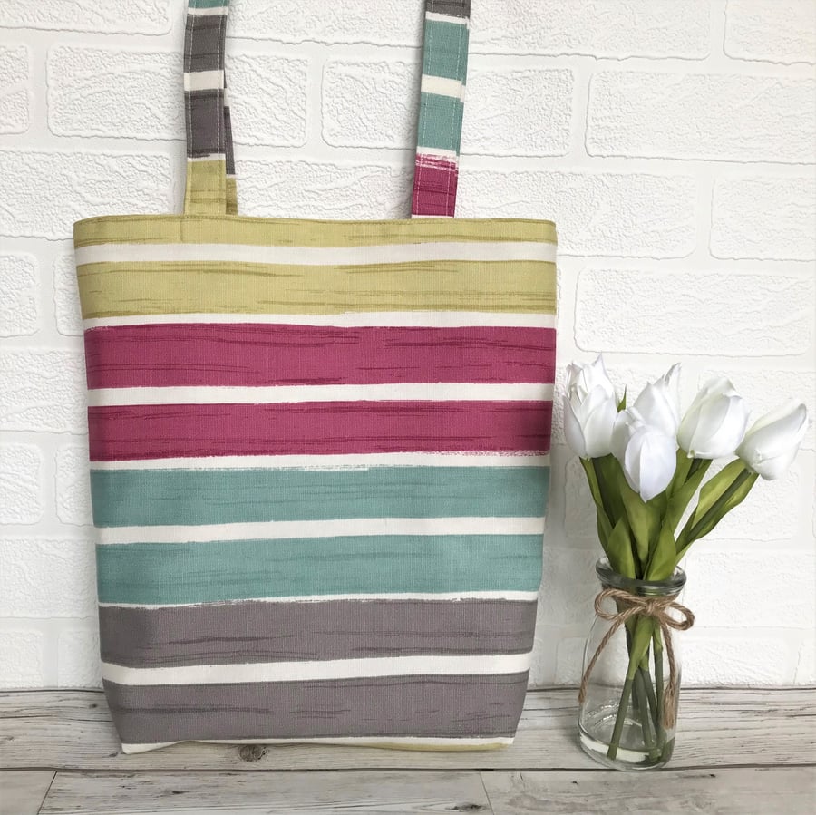 Striped tote bag in bright colours