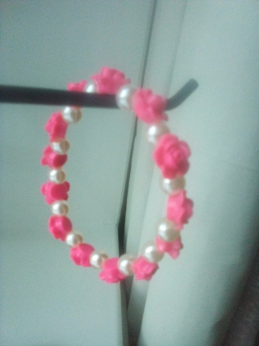 Pink Rose Beaded Braclet