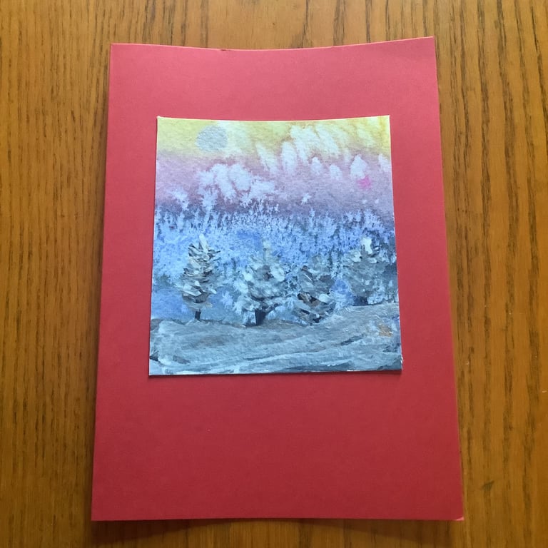 Hand painted Yule Christmas Card 'Silver Storm'