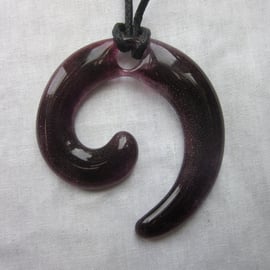 Handmade cast glass pendant - Gothic swirl