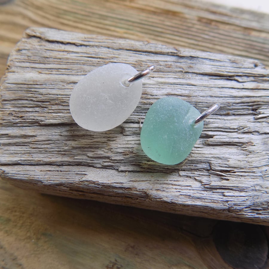 2 extra chunky top drilled sea glass charms (1) 