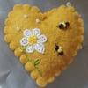 Handmade Felt Daisy and Bee Bag Charm