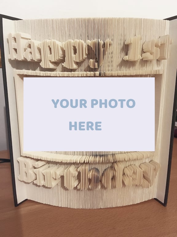 Happy 1st Birthday Photo Frame CUT & FOLD Book Folding Pattern - EMAILED PDF