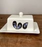 Mussel shell butter dish - coastal kitchen, bone china, seashells